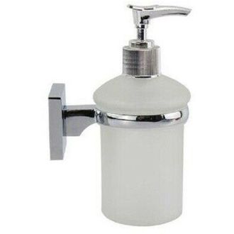 Trade Shop Trade Shop - Dispensador De Jab&oacute;n L&iacute;quido De Cristal Satinado De Montaje En Pared Ba&ntilde;o Cuadrado 59188