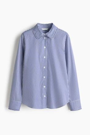 H&M Cotton Poplin Shirt in Blue/striped at Nordstrom, Size Xx-Large