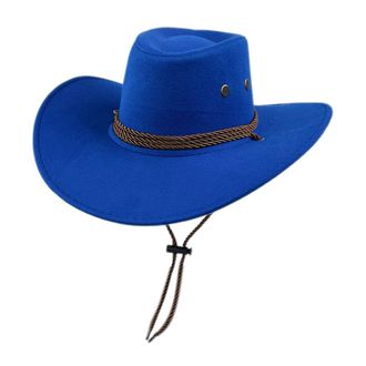 Generic Suede Cowboy Hat British Style Western Rancher Hat for Unisex Mens Cowboy 7 1/4 (BU1, M)