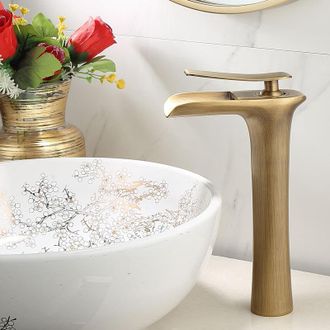 OEM Grifo De Lavabo De Ba&ntilde;o Tipo Cascada En Oro Cepillado Con Tubo De Suministro Y Desag&uuml;e Autom&aacute;tico, Grifo Monomando De Un Solo Orificio, Grifo Mezclado