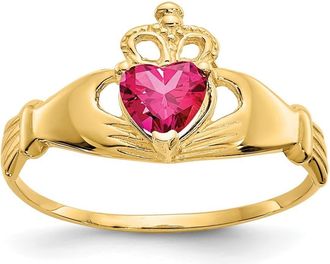 Diamond2Deal 14k Yellow Gold Cubic Zirconia Claddagh Heart Ring