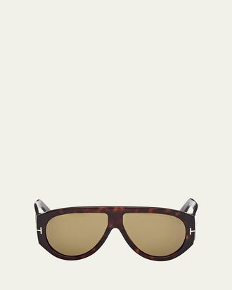 Tom Ford Mens Bronson T-Logo Shield Sunglasses