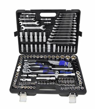 Adler Europe Juego De Llaves De Vaso 1/2-3/8-1/4 150 Piezas, Herramienta Profesional Para Montaje Y Mantenimiento Mec&aacute;nico, Recubrimiento Protector, Estuche Compac