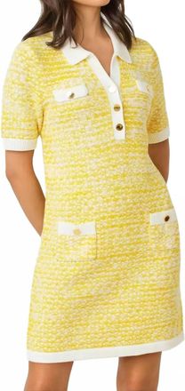 Lilly Pulitzer Theodorah Polo Sweater Dress In Estelle Yellow Metallic Marl