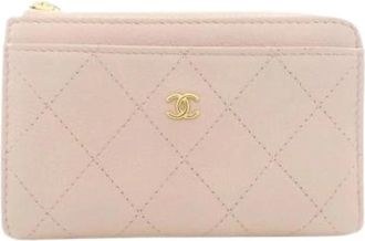 Chanel Pre-owned Card Case - Dames - Vintage Accessoires - Roze - ONE Size - Leer - Vintage