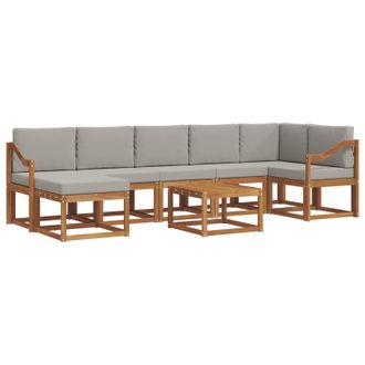 vidaXL Conjunto De Sof&aacute;s De Exterior 8 Pcs Gris Natural Y Claro Vidaxl