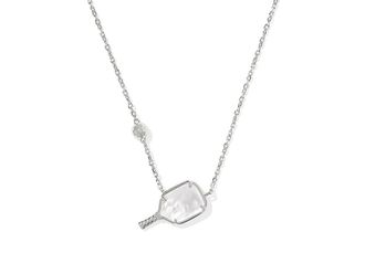 Kendra Scott Pickleball Short Pendant Womens Necklace Womens Necklace Silver Ivory Mother Of Pearl, Brass/Rhodium-Plated