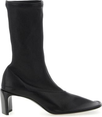 Jil Sander Nappa Enkellaarsjes - Dames - Laarzen met Hak - Zwart - 38 EU - Leer - Schoenen