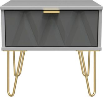 Welcome Furniture Glitz Ready Assembled Bedside Table with 1 Drawer - Shadow Matt & Grey - Welcome Furniture | TJ Hughes