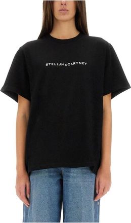Stella McCartney Logo T-Shirt - Dames - T-shirts - Zwart - L - Katoen - Tops