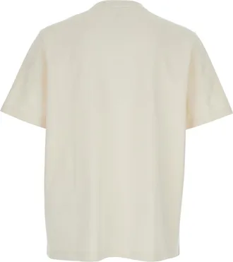 Maison Kitsun&eacute; Mens T-Shirt Logo Beige Cotton Organic T-Shirts And Polos