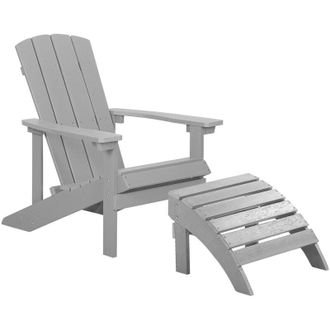 Beliani Moderna Sedia per Esterno da Giardino in PVC con Poggiapiedi Grigio Chiaro Adirondack