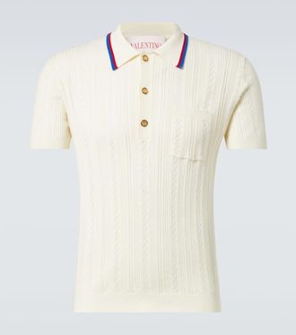 Valentino Cable-knit cotton polo sweater