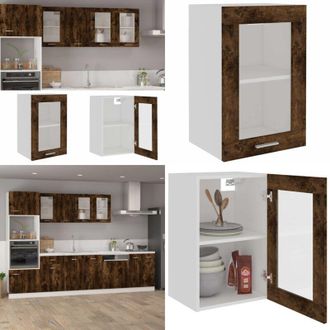 vidaXL Mobile Pensile Lyon Vetro Rovere Fumo 40x31x60 cm - Armadio da cucina - Armadio a muro