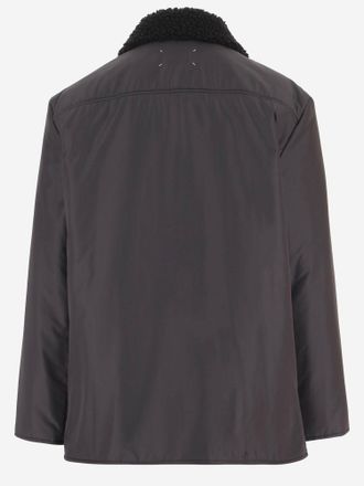 Maison Margiela Mens Nylon Jacket With Shearling Collar Black Polyester