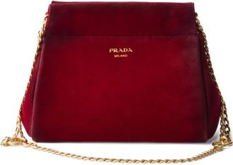 Prada Borsa a spalla Enchaîné mini con logo - Rosso