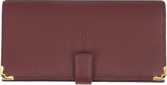Cartier Red Color Leather Long Wallet (Bi-Fold) (Pre-Owned)