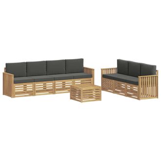 vidaXL Juegos De Sof&aacute;s 8 Uds. Blanco Y Antracita Poli&eacute;ster Vidaxl