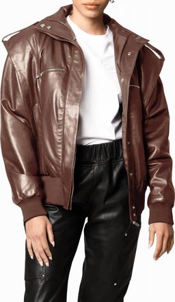 Nicole Miller Leather Space Jacket In Brown