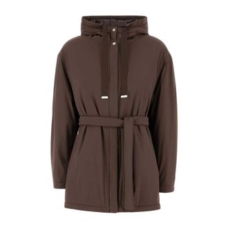 Herno Belted Coats, female, Brown, Size: 2XL Stretch Nylon Jacket