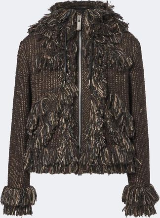 sacai Giacca in tweed di misto lana con frange