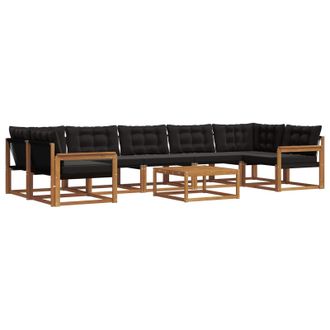 vidaXL Conjunto De Sof&aacute;s De Exterior Con Coj&iacute;n 8 Pcs Natural Y Negro Vidaxl