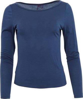 Lords of Harlech Carly Merino Long Sleeve Boatneck Shirt in Navy at Nordstrom, Size X-Small