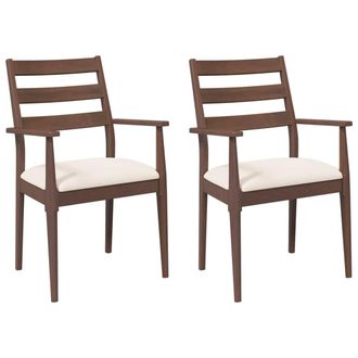 vidaXL Sillas De Comedor Con Cojines, 2 Unidades, Color Marr&oacute;n, Madera Maciza, Caucho Vidaxl