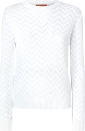 Missoni chevron-knit crew-neck sweater - women - Cotton/Rayon/Elastane/Polyamide - 46 - White