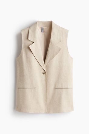 H&M Linen-blend Waistcoat in Light Beige at Nordstrom, Size Xx-Large