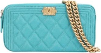 Chanel Pre-owned Boy Chanel Handbag - Dames - Vintage Schoudertas - Blauw - ONE Size - Leer - Vintage