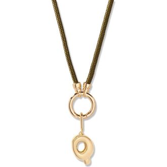 Brook & York Kai Initial Charm Necklace in Gold/Olive Q at Nordstrom