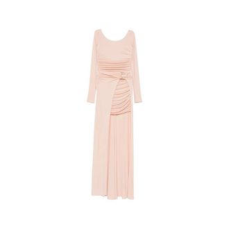 Elisabetta Franchi Ruched Logo-buckle Gown