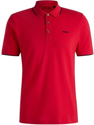 HUGO BOSS Stretch-cotton slim-fit polo shirt with printed logo