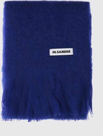 Jil Sander Sciarpa in misto lana mohair con logo applicato e fondo sfrangiato