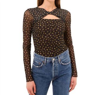 Misa Neriah Long Sleeve Top In Golden Polka Dot
