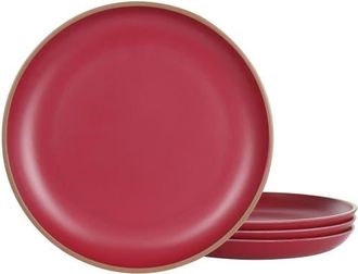 Gibson Home Rockabye 4 Piece Melamine Dinner Plate Set in Dark Pink at Nordstrom