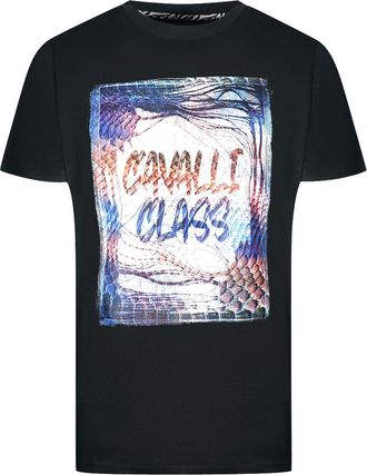 Cavalli Box Logo Zwarte T-Shirt
