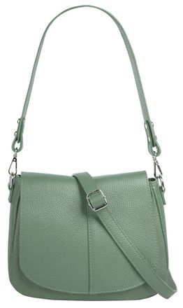 Cluty Umh&auml;ngetasche CLUTY, Damen, Gr. B/H/T: 23cm x 18cm x 8cm onesize, gr&uuml;n, Leder, leicht gl&auml;nzend, unifarben, Taschen Umh&auml;ngetasche, echt Leder, Made in 