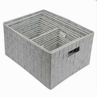 Trade Shop Trade Shop - Set 21pz Scatola In Tessuto Portaoggetti Organizer Con Manici Grigio Chiaro 79084