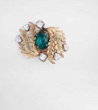 Dolce & Gabbana Leaf Brooch With Rhinestones - Man Bijoux Gold Metal Onesize