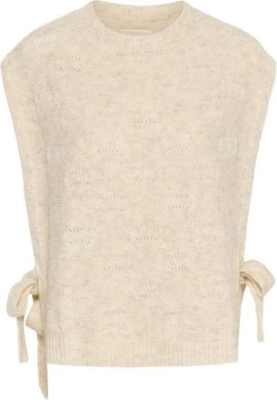Cream CRHaggie Knit Slipover - Dames - Ronde hals truien - Beige - M/L - Wol - Truien & Vesten