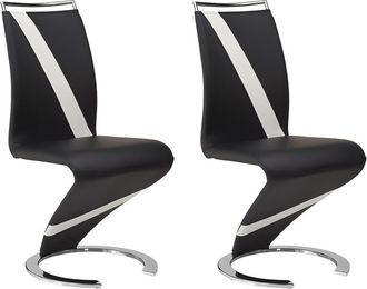 Vente-Unique Conjunto de 2 sillas TWIZY - Piel sintética - Negro con borde blanco