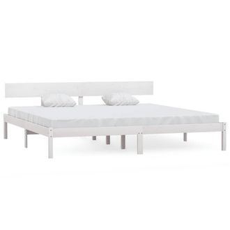 Berkfield Home Bed Frame White Solid Wood Pine 180x200 cm Super King Size