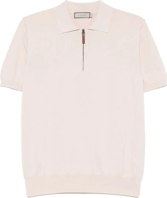 Canali Polo in cotone con zip - Rosa