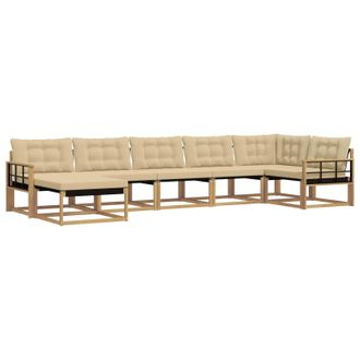 vidaXL Conjunto De Sof&aacute;s De Exterior Con Coj&iacute;n 7 Pcs Y Beige Vidaxl