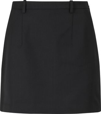 Anine Bing Black Livy Minimalist Polyester-Wool Mini Skirt