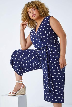 Roman Spot Print Wrap Jumpsuit