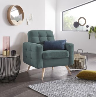 Exxpo Sofa Fashion Sessel »Nappa, Loungesessel, aktuelle Rückensteppung, bequem und modern« hoher Holzfuss