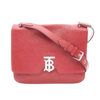 Burberry Pre-owned Cross Body Bags, female, Red, Size: ONE SIZE Pre-owned TB Logo Leather Shoulder Bag